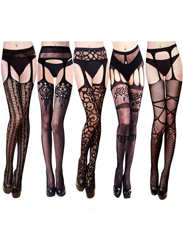 VERO MONTE Women Patterned Fishnet Tights Black Fishnets Net Stockings Pantyhose