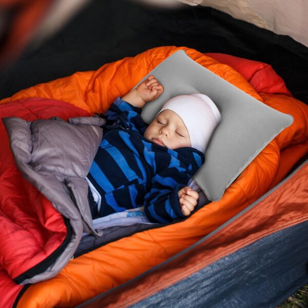 7b0d331b2228f77e Maitys 5 Pieces Inflatable Travel Pillow Portable Compact Air Pillow Flocked Fabric Backpacking for Camping Hiking Home Office Sleeping Neck Head Lumbar Support(13.39 x 8.66 Inches,Gray)