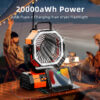 7b2fd56075fcc802 20000mAh Battery Operated Fan, Portable Rechargeable Desk/Camping with LED Light and Hook, Outdoor Fan for Tent Car Trip
