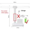 7b392459f8c117c0 LED Clock Table Lamp USB Chargeable Dimmable Desk Lamps 2 Heads 180 Rotate Foldable Eye Protection Desktop Reading Night Lights