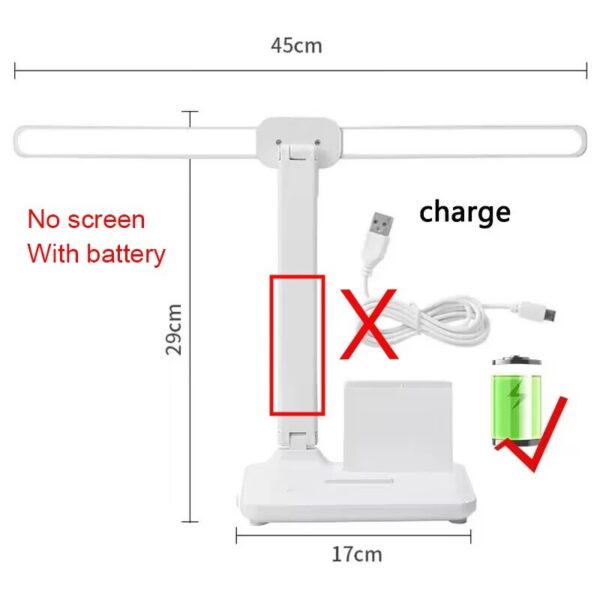 7b392459f8c117c0 LED Clock Table Lamp USB Chargeable Dimmable Desk Lamps 2 Heads 180 Rotate Foldable Eye Protection Desktop Reading Night Lights