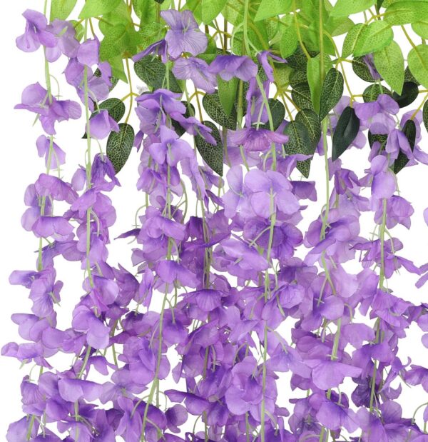 7b3ae7fe42d83ac8 CEWOR 24pcs Wisteria Hanging Flowers 3.6ft Artificial Vines Fake Garland Silk Flower String for Wedding Party Garden Outdoor Greenery Home Wall Decoration (Purple)