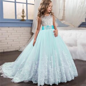 Flower Elegant Briesdesmaid for Wedding 6-14Y Teen Girls Graduation Party Prom Long Gown Children's Pageant Tailling Dress