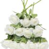 Artificial Rose Flower Dusty Rose Flower Silk Flowers 12 pcs with Long Stem Silk Roses Bouquet for Wedding Bridal Shower Party Home Decoration