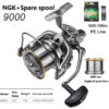 NHUE Big Spinning Fishing 8000-14000 9000 10000 12000 Max Drag 20KG Sea Reel Free e Saltwater Freshwater Fish Pesca
