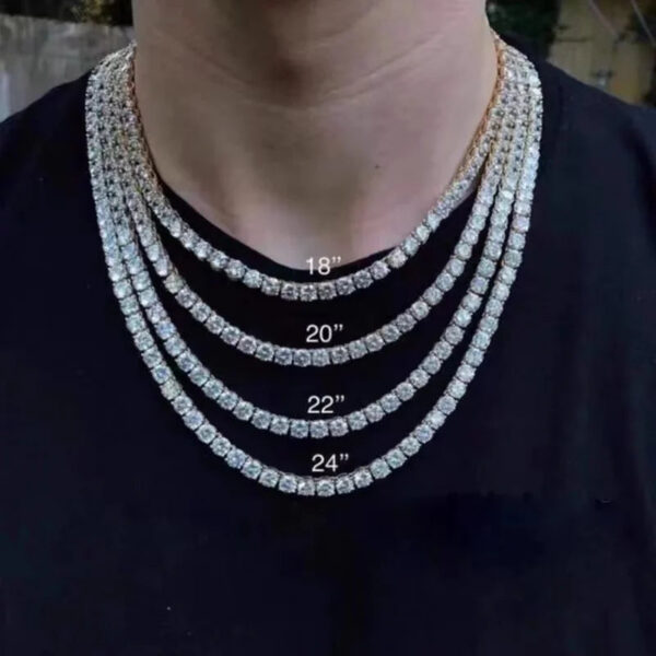 EWYA Sparkling Real Full 2.5/3/4/5mm D Color Moissanite Tennis Necklace for Women S Sier Diamond Neck Chain Necklaces Gift