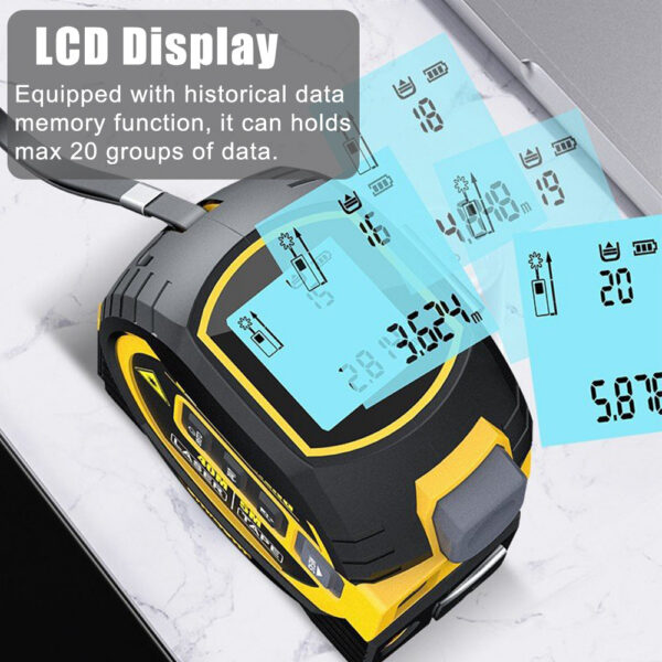 7b7f890be49ab34e 3 in 1 Laser Rangefinder 5M Tape Measure Ruler LCD Display with Backlight Distance Meter Building Measurement Device