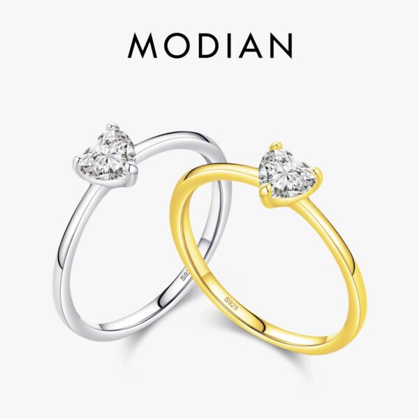 7b83068e0a36c199 Modian Authentic 925 Sterling Silver Simple Love Heart AAAAA Zirconia Sparkling Finger Ring For Women Female Wedding Jewelry
