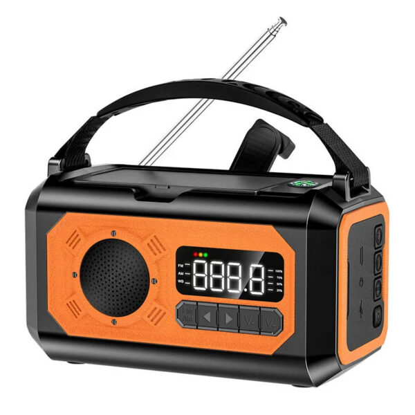 12000mAh AM/FM/NOAA Weather with 2 Panels Solar Hand Crank Portable Emergency Radio Reading Lamp for Outdoor Camping