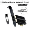 7b9deb45bcc65853 2500Mbps Pcie To RJ45 Intel I226 2.5G Gigabit Ethernet Dual Ports 100/1000/2500Mbps Network Card For Desktop