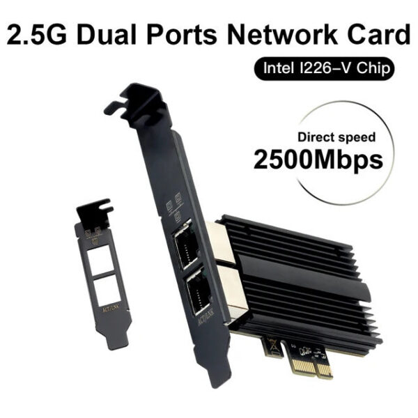 7b9deb45bcc65853 2500Mbps Pcie To RJ45 Intel I226 2.5G Gigabit Ethernet Dual Ports 100/1000/2500Mbps Network Card For Desktop