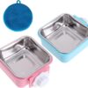 7bad0e01f05a12e1 Crate Dog Cat Bowls, Removable Stainless Steel Hanging Pet Cage Bowls for Kennel, Water Food Feeder Bowls Cage Coop Cup for Cats, Dogs, Rabbits and Small Animals (Small, Pink)