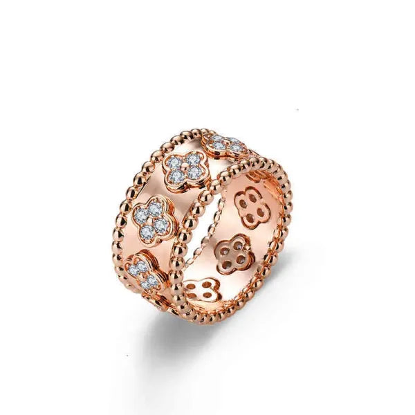 7baf12c42677fe6c 2024 four leaf clover cleef ring kaleidoscope rings For Women Gold sier diamond nail Ring Rings Valentine Party designer jewelryQ3