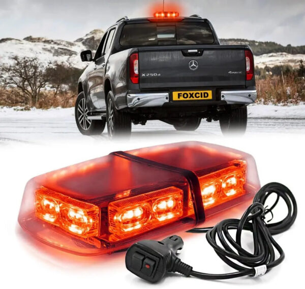 12" 36 LED 18 Watts Emergency Hazard Warning Security Roof Top Flash Strobe Mini Light Bar with Magnetic Mount, for Plow or Tow