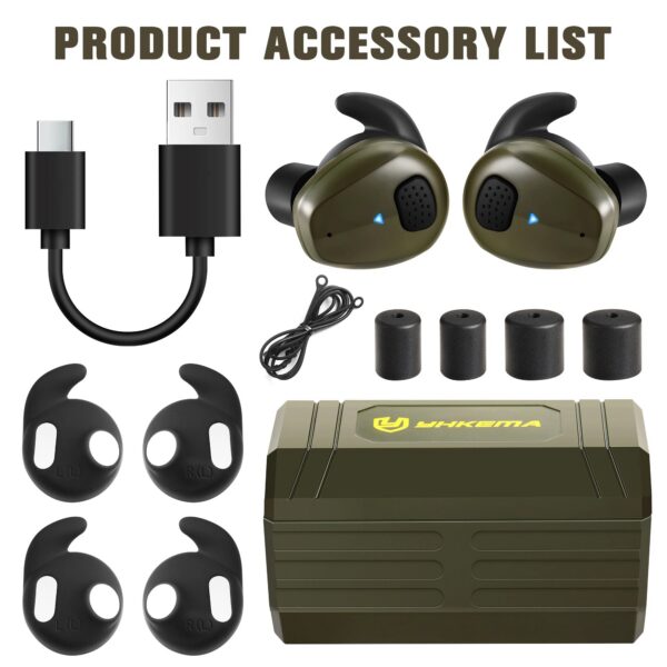 YHKEMA EB10 Bluetooth Electronic Shooting Earbuds Headphones Tactical Headphones Noise Reduction Hearing Protection for Hunting