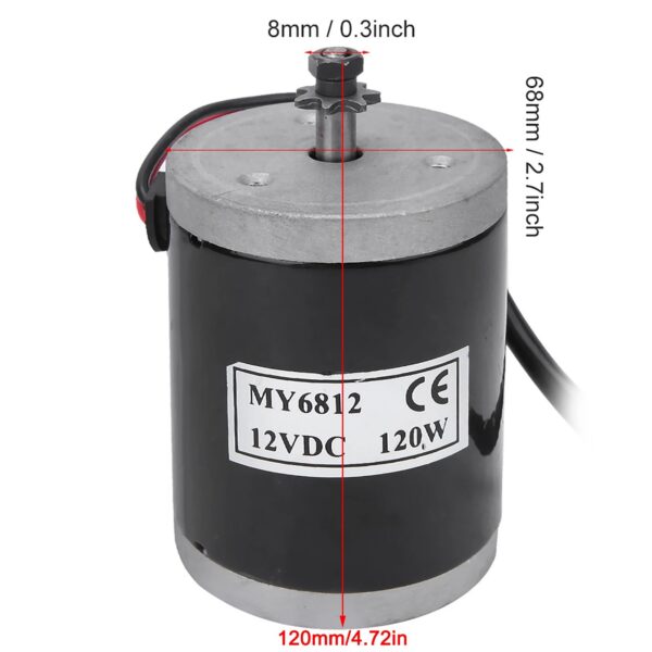 Brushed Motor MY6812 12V 120W High Speed Small Brush Motor with Belt Pulley Electric Scooter E Bike Accessory Bike Brushed Motor