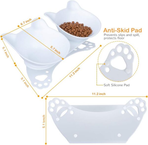 7bd7859b1da9a7c2 Anti Vomiting Cat Bowls - Elevated Tilted 15° Cat Food Bowl, Raised Plastic Cat Dishes with Non-Slip Rubber Base Stand Kitty Bowl for Cats (White)