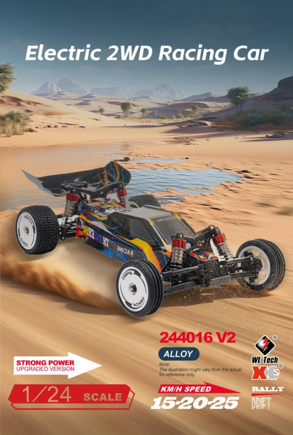 WLtoys 244016 V2 2.4G High Speed Racing Car 2WD 25KM/H 1:24 Gyro Full Scale Remote Control Car Competitive Vehicle Toys For Kid
