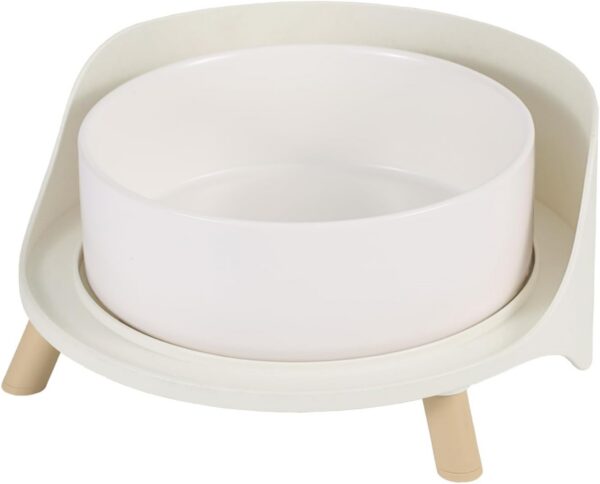 7bea110a13976094 Cat Food Water Bowl Set - Raised Cat Bowls with Non Slip Stand - Elevated Puppy Bowls for Small Dogs - Double Ceramic Cat Feeding Bowls with Splash Proof Guard - Tall Cat Dishes - 2 x 480 ML - 16.2 OZ