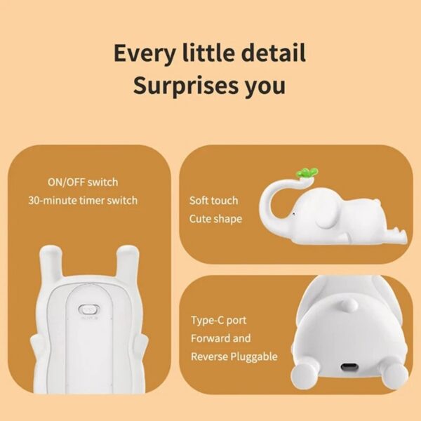 7bebf6384e33a6fd Cute LED Night Light Touch Sensor Cartoon Kid's Nightlights Silicone Child Holiday Christmas Gift Bedside Lamp Bedroom Decor