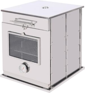 REDCAMP Faltbarer Campingofen mit 3-stufigem Grill, Mini Edelstahlofen zum Backen, Grillen, Outdoor Kochen