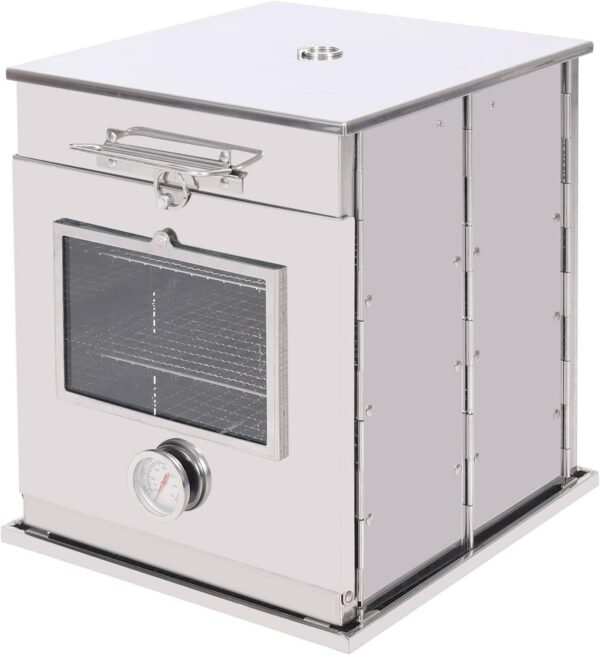 REDCAMP Faltbarer Campingofen mit 3-stufigem Grill, Mini Edelstahlofen zum Backen, Grillen, Outdoor Kochen