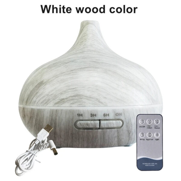 7c133d9db427fa56 550ml Wood Color USB Aroma Diffuser, Essential Oil Diffuser with 7 Color LED Lights & Remote Control, USB Powered Air Humidifier