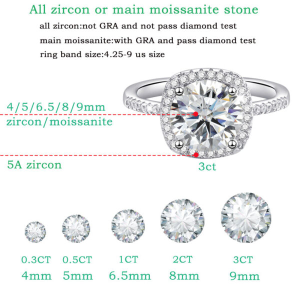 7c1c14c91b4040f3 Smyoue 0.3-3CT D Color Certified Moissanite Rings for Women Square Sparkling Lab Diamond Promise Band 100% Sterling Sier