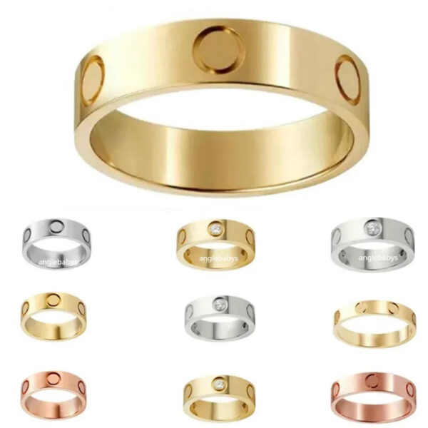 Unisex Womens Love Ring Mens Designer Rings Couple Jewelry Titanium Steel Band Fashion Classic Gold Sier Rose Color screw With diamonds Size 6-10