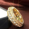 Pure 14k Color Gold Full Diamond Round Ring for Women Men Wedding Engagement Party Accessories Gift Jewelry Rings