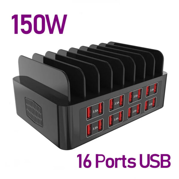 150W Universal Multi USB Type C Fast Charger 16 Port 3.5A MAX Charging Station Stand For Ipad Iphone 17 16 Samsung Xiaomi Tablet