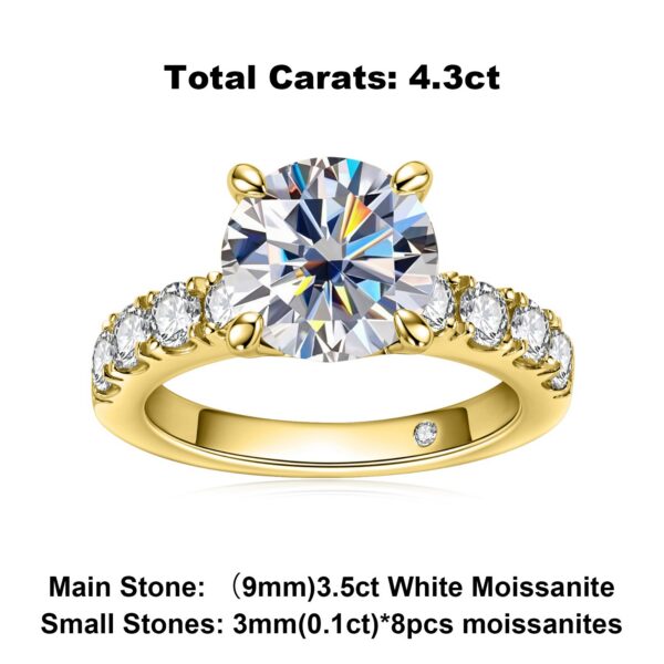 7c37907389fda59e AnuJewel 4.3cttw D Color Moissanite Engagement Sterling Sier Gold Plated Lab Created Diamond Wedding Band Rings