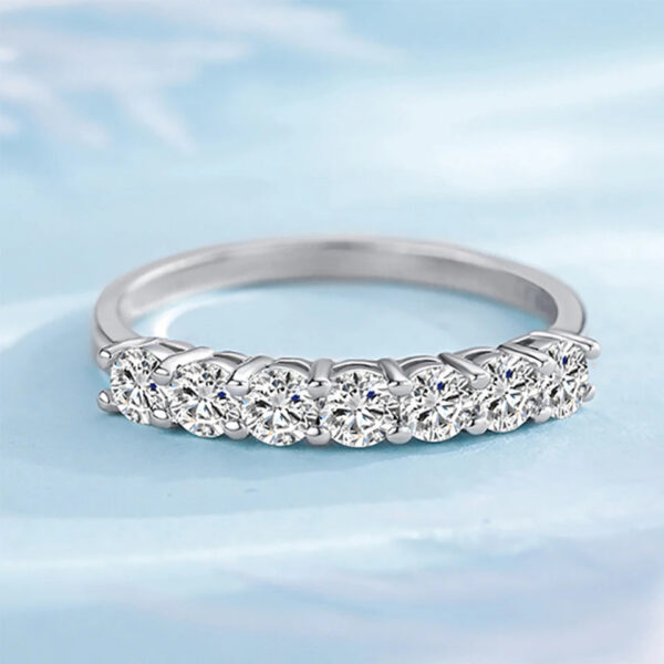 Houtros 3mm Moissanite Rings for Women S Sier 7 Stone Engagement Wedding Sparkling Diamond Ring Fine Jewelry Gift