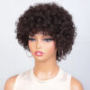 7c4ab0c8f075bd6b Pixie Short Afro Bob Human With Bangs For Women Brazilian Remy Hair Wear and Go Natural Brown Kinky Curly Wigs