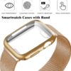 Geoumy Metal Magnetic Bands Compatible for Apple Watch Band 38mm with Case, Stainless Steel Milanese Mesh Loop Replacement Strap Compatible with iWatch Series 8/7/6/5/4/3/2/1 SE Women Men, Rose Gold