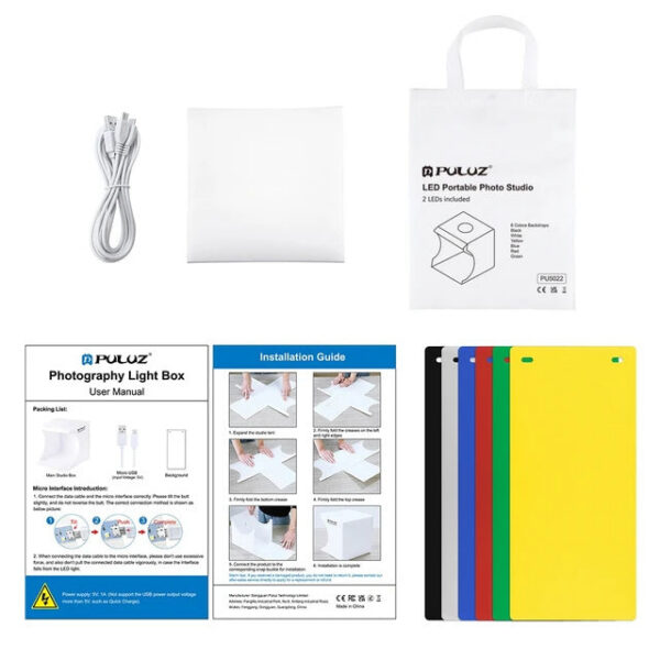7c4e3de176f18e2e PULUZ 20cm Mini 2 LED Panels Folding Portable 1100LM Light Photo Lighting Studio Shooting Tent Box Kit with 6 Colors Backdrops