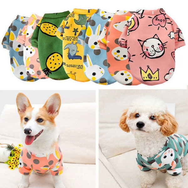 Pet Costume Cute Cotton Cartoon Printed Dog Cat Coat Pullover Soft Dogs Cats Sweatshirt Pets Clothing Outfits