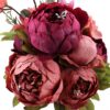 7c5160b224bf58d2 Duovlo Springs Flowers Artificial Silk Peony Bouquets Wedding Home Decoration,Pack of 1 (Spring Red)