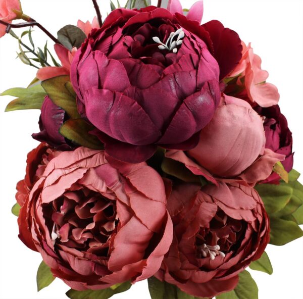 7c5160b224bf58d2 Duovlo Springs Flowers Artificial Silk Peony Bouquets Wedding Home Decoration,Pack of 1 (Spring Red)