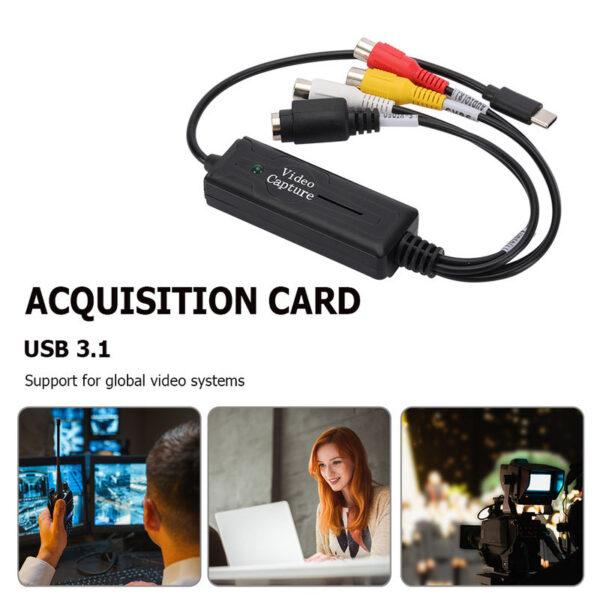USB 3.1 Easy Cap 1 Channel Type-C DVD Audio Adapter Card Video Capture Converter for PC Smartphone