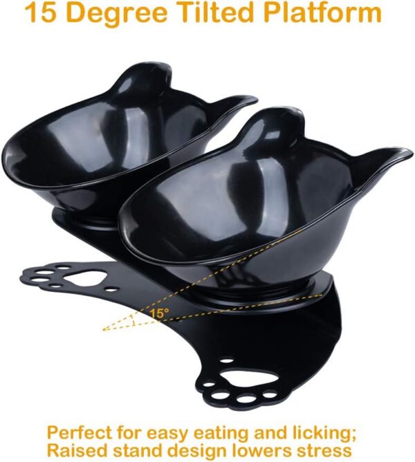 7c5964a1823a1cca Anti Vomiting Cat Bowls - Elevated Tilted 15° Cat Food Bowl, Raised Plastic Cat Dishes with Non-Slip Rubber Base Stand Kitty Bowl for Cats (White)