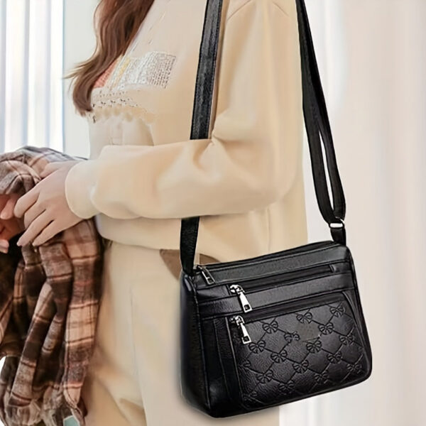 New Women's Bag Mother Bag, Multi-layer Soft PU Leather Shoulder Crossbody Bag Briefcase ( Zipper Direction Assorted Varieties)