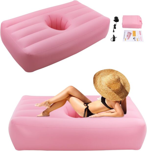 7c5d3994881c317a BBL Bed 72" x 40" Inflatable Mattress with Hole, BBL Bed After Surgery for Sleeping, Ergonomics PVC Pregnancy Bed, Inflatable Mattress Air Mattress for Camping Traveling Hiking (Black)