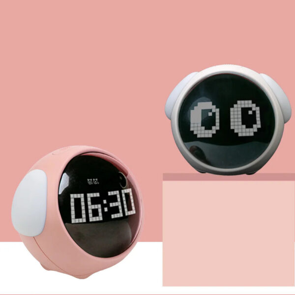 7c6e7a1cfc7f1b70 Night Cute Expression Child Alarm Clock Voice Controlled Light Multifunctional For Home Thermometer