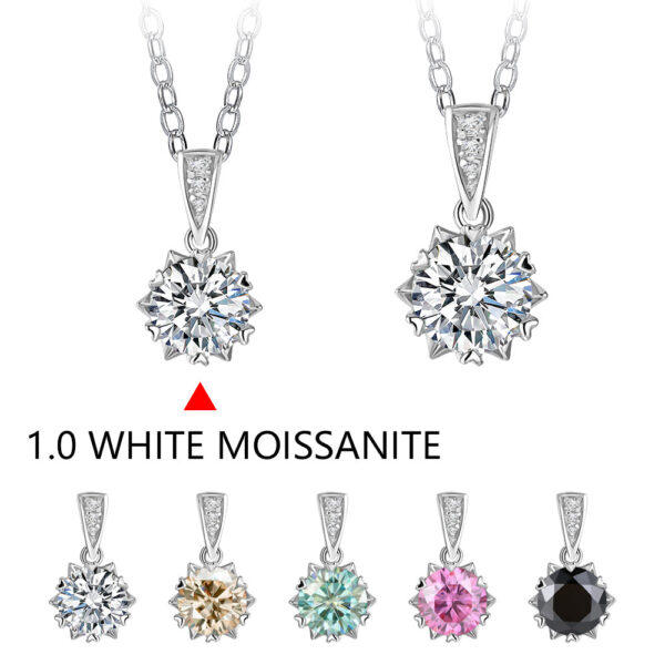 1 Carat Round Brilliant Cut D Color Pendant Sier Moissanite Diamond Test Past White Gemstone Necklace