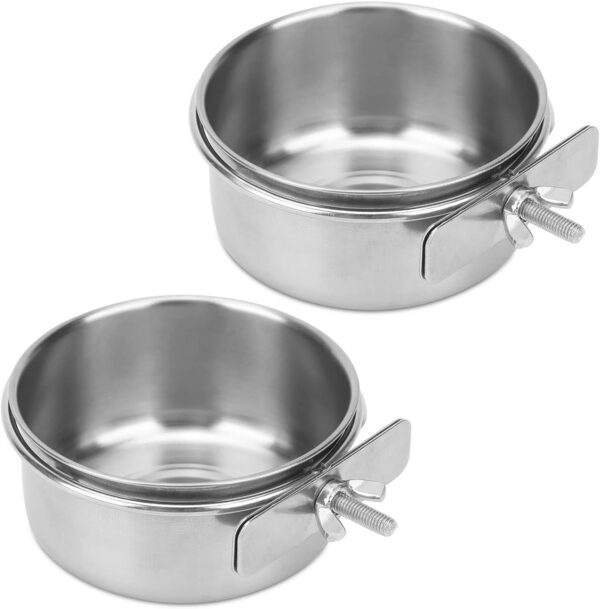 7c7df99928d7cf11 2pcs VVNIAA Stainless Steel Bird Bowls with Clamp, Durable Water Bowl, Feeding Cups, Chinchilla Food Bowl, Bird Dishes for Cage, Bird Cage Feeders and Waterers