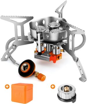 7c875e4e5ae5591e Odoland 6800W Windproof Camping Gas Stove, Portable Outdoor Camping Furnace, Folding Wild Camp Gas Burner, Backpacking Stove Suitable for Hiking, Camping, Trekking and Picnic