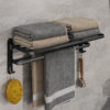 7cae81385bad94b0 Matte Black 50CM Folding With Hook Towel Holder Wall Mount AluminumTowel Rack