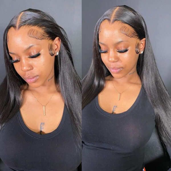 7cb3289e28c2fc34 WOW ANGEL 250% 13x6 Wigs Straight Invisible Melt Skin HD Lace Front Human Hair Wig