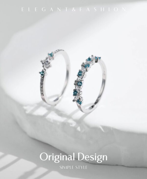MODIAN 925 Sterling Silver Exquisite Eternity Band Paraiba Color CZ Ring Mint Green Stackable Rings For Women Fine Jewelry
